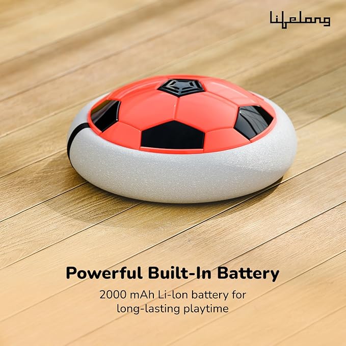 Lifelong Smart Electronic Rechargeable Hover Air Ball Football Toy, 2000mAh, USB Type-C, 3 Speed Modes, LED Light, Strong Body, Indoor Soccer, Safe for Boys & Girls (LLCHSB01)