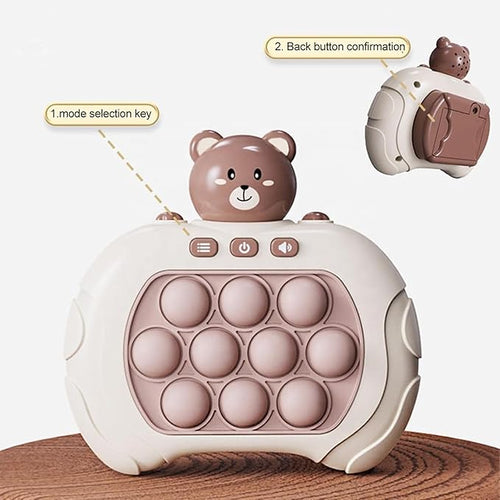 Chocozone Fast Push Pop It Game Light-up Bubble Pop Fidget Toy for Kids and Adults Four Modes Push Button Game with Lights & Music Toys for 4+ Years Old Boys & Girl ( Duck) (Teddy)